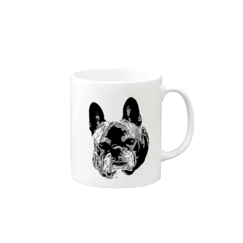 不機嫌な犬マメ(モノトーン) Mug