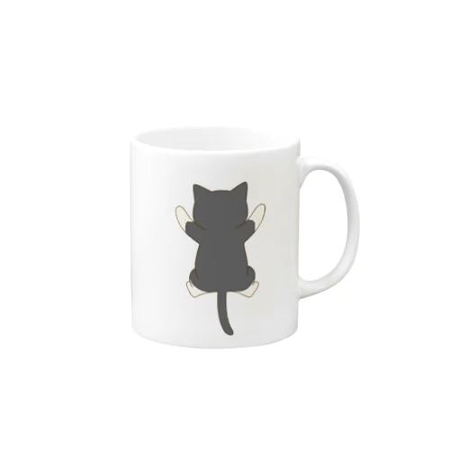 しがみつく黒白猫 Mug