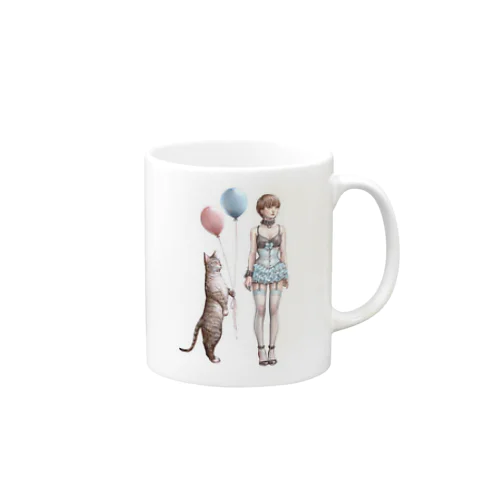 ネコと少女 Mug