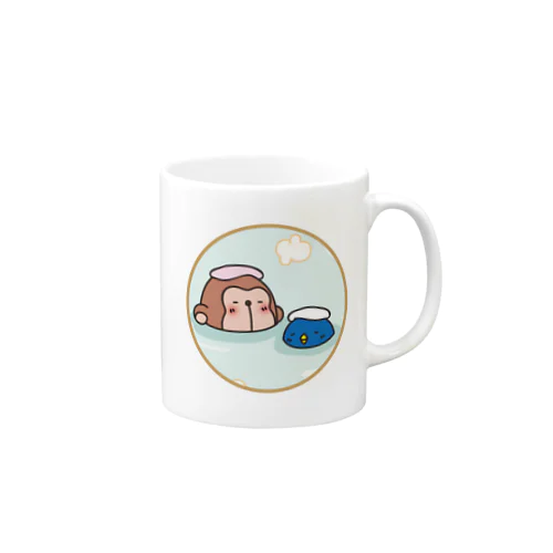 温泉おさるとペンギン Mug