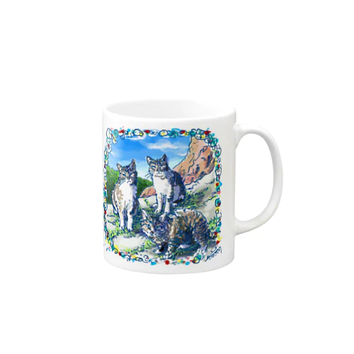 ミコノス島の山登り猫 Mug