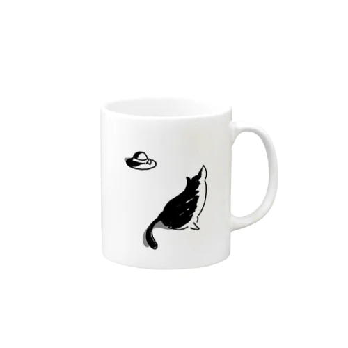 猫と帽子(黒) Mug