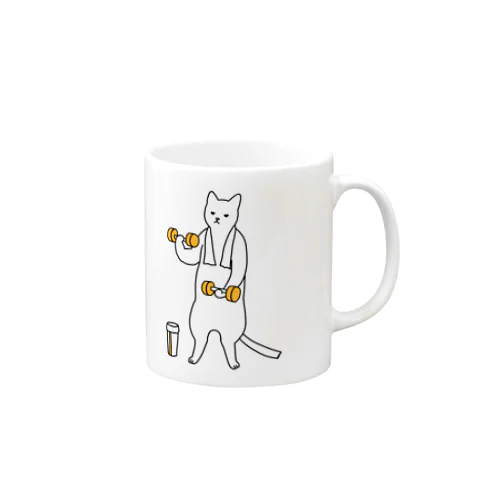 巣ごもり猫とダンベルとプロテイン Mug