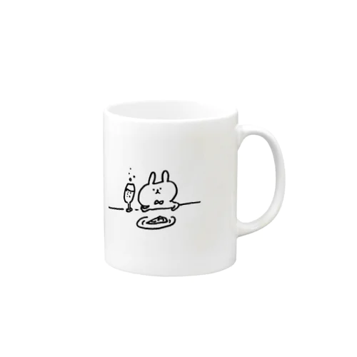 ワインとピザなうさぎさん Mug