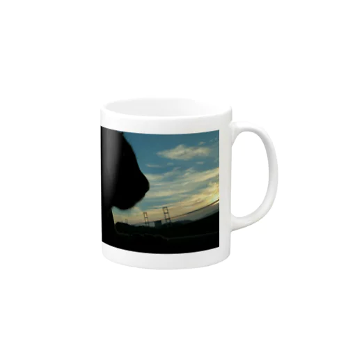 猫と橋と夕日 Mug