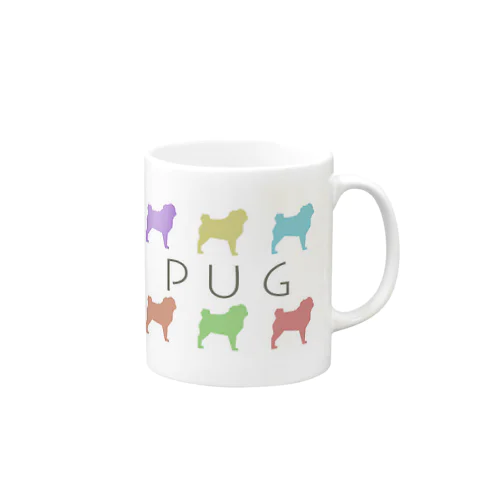 6匹のカラフルなPUG Mug