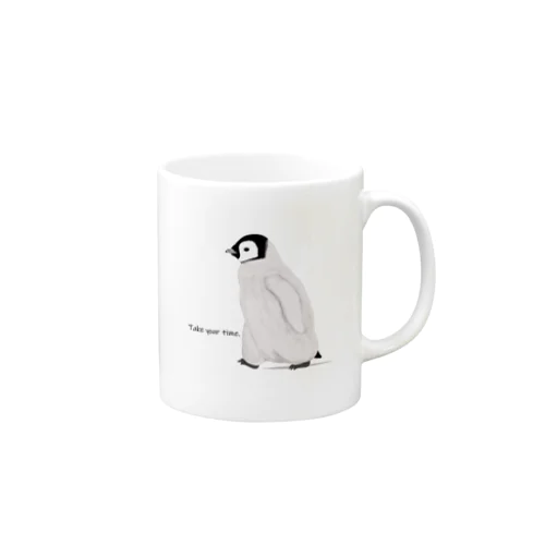 皇帝ペンギンのヒナ（ロゴに白いフチドリ有り） Mug