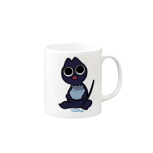 お食事した黒猫 Mug