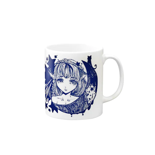 三日月猫娘 紺 Mug