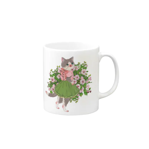 猫と芙蓉 マグカップ