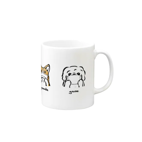 マスクだワン！柴犬、パグ、コーギー、ペキニーズ Mug