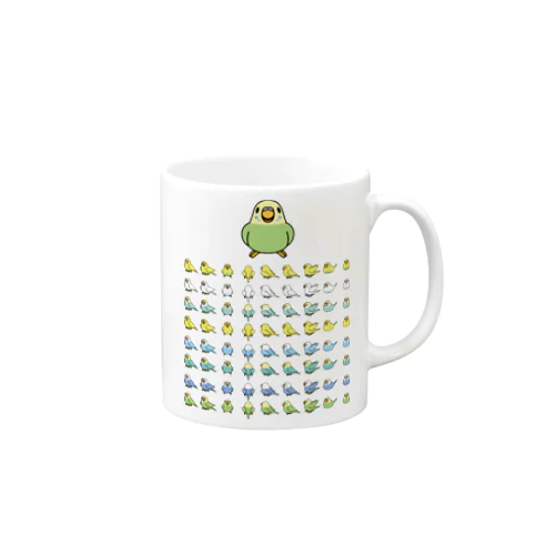 整列セキセイインコ隊【まめるりはことり】 Mug