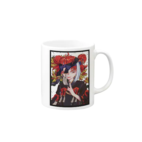 花札モチーフ 和風な女の子 Mug