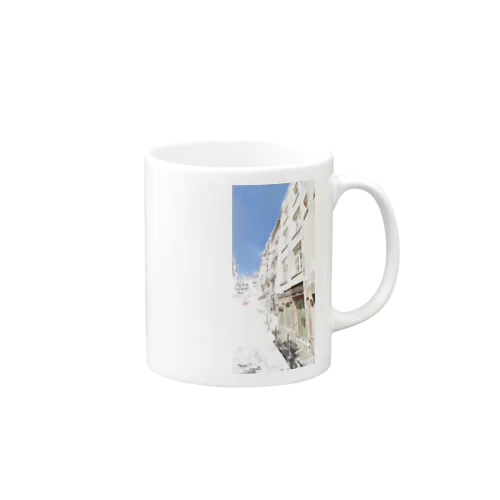 Sky and green door Mug