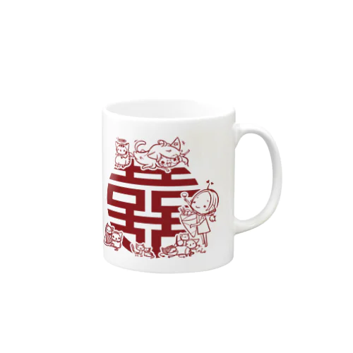 花一家の双喜紋 Mug