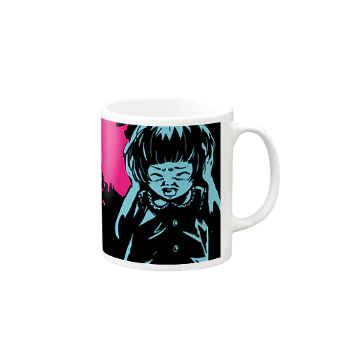 怖話-Girlイラスト3（Mug-Cup Black） マグカップ