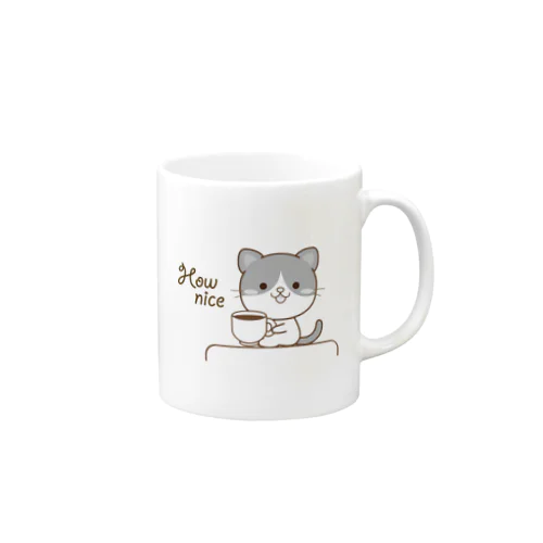 黒白猫のシンプルモノトーン マグカップ