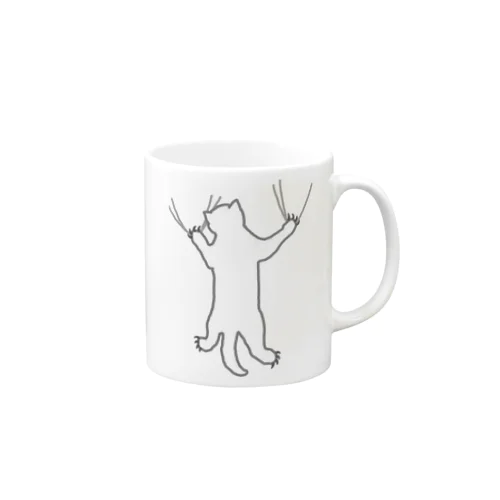 しがみつく白猫 Mug