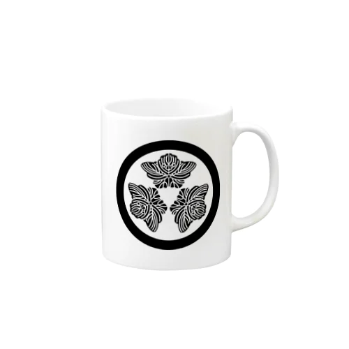 動物家紋。H.T.（三つ蔦スズメ）黒 Mug