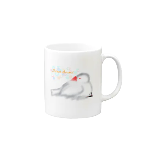 スリスリくんとおねんね白文鳥 Mug