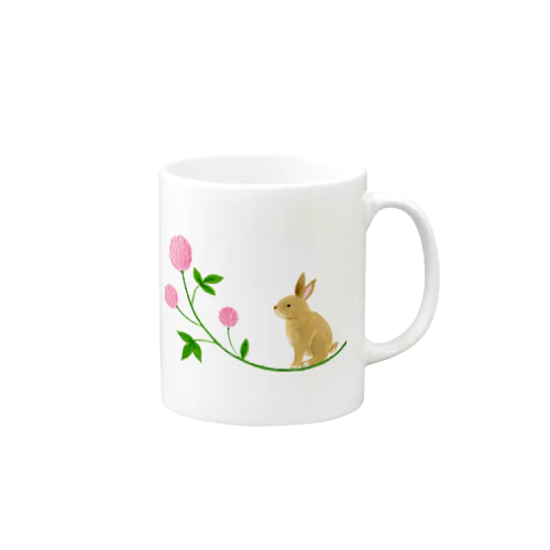 うさぎとピンクのお花 Mug