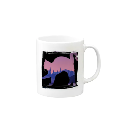 黒ピンク 伸び猫 Mug