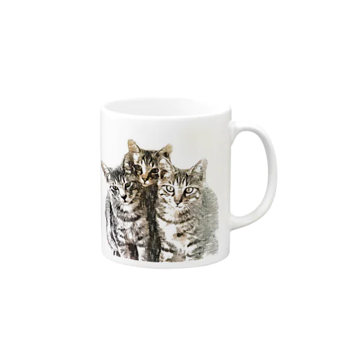 猫 仲良し三兄弟 Mug