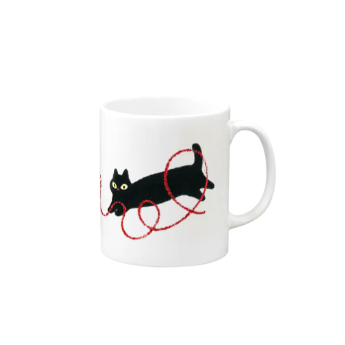 黒ねこと毛糸玉 Mug