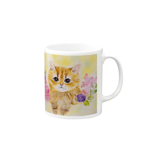 花と子猫 Mug