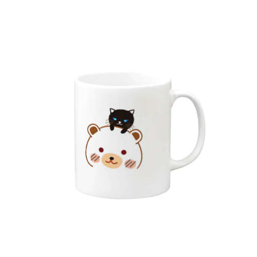 白いくまと黒い猫 Mug