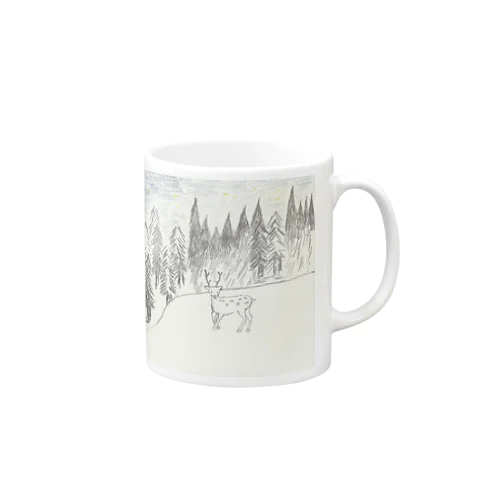 夜の森と鹿 Mug