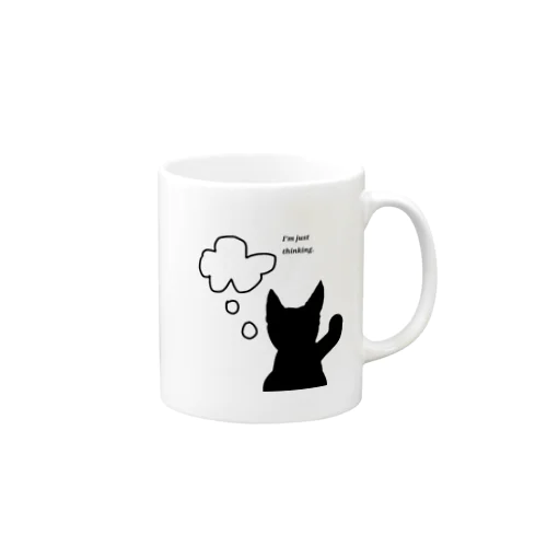 考える猫 Mug