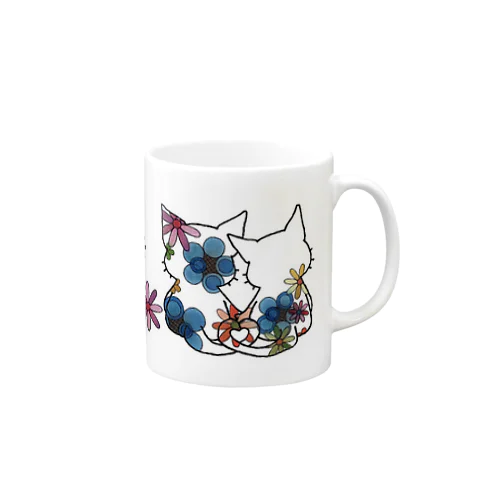 ネコ＊なかよし♪　花カラフル Mug