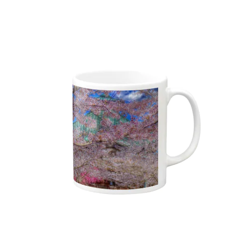 桜の景色　青空の春鐘突き堂 Mug