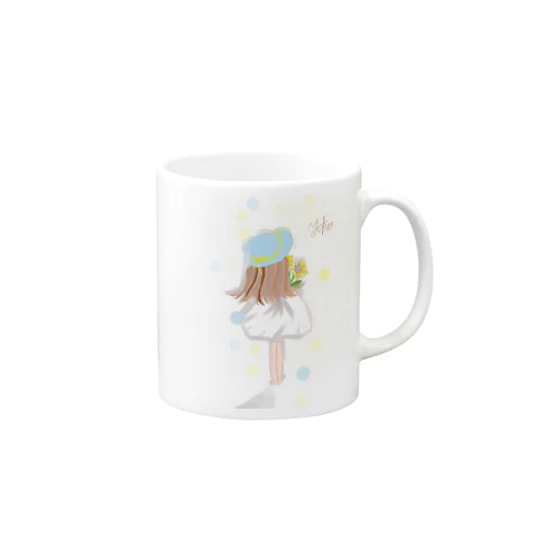 ひまわりと少女 Mug