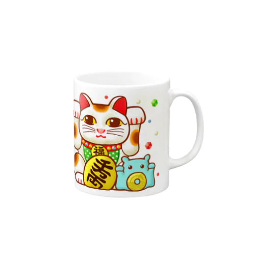 開運！金運！縁起物！(竹)【両手 招き猫☆】 Mug