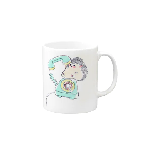 オリジナル　ハリネズミのソフィー、ダイヤル式電話をかける。 Mug