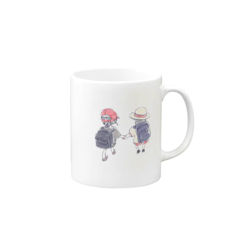 オリジナル　手を繋いで歩く幼い二人の女の子 Mug