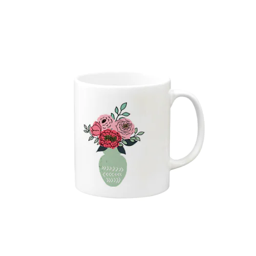 花瓶とお花のイラストWH マグカップ