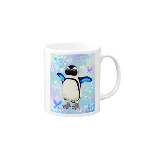 ケープペンギン「ちょうちょ追っかけてたの」(Blue) Mug