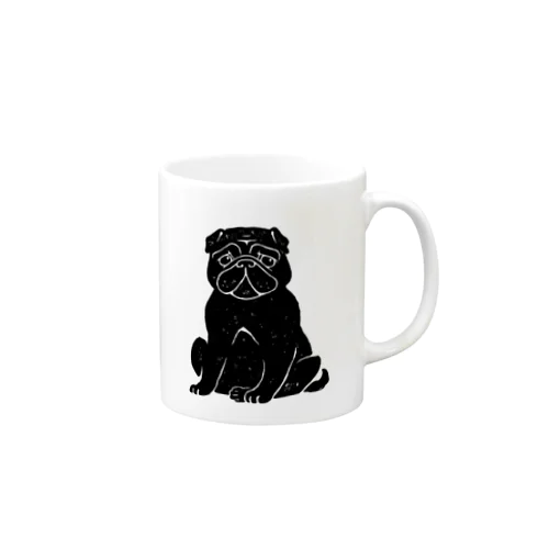 Black pug　シンプルな黒パグ マグカップ