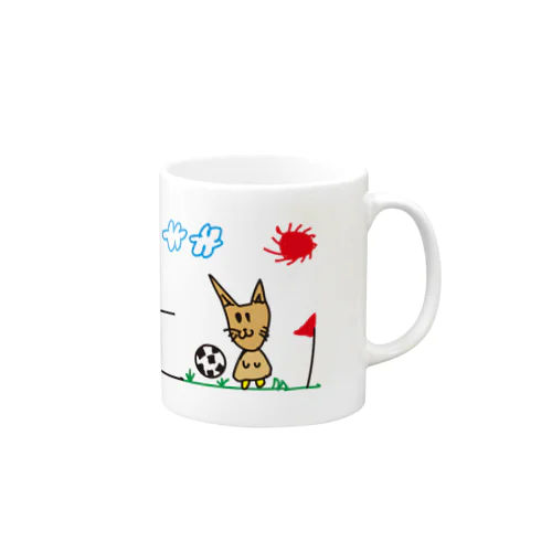 ゆるいねこ　「サッカーねこ」 Mug