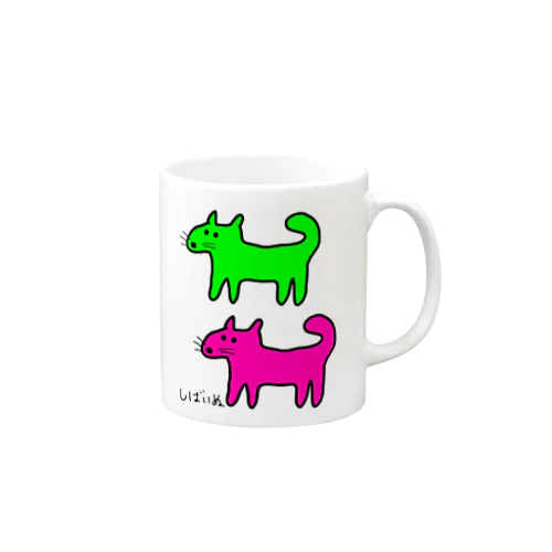 しばいぬさんたち(ピンクと黄緑)柴犬さんたち Mug