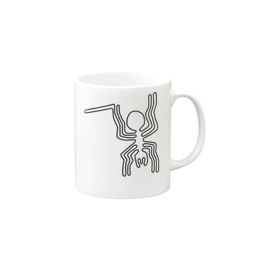 ナスカの地上絵　クモ（黒） Mug