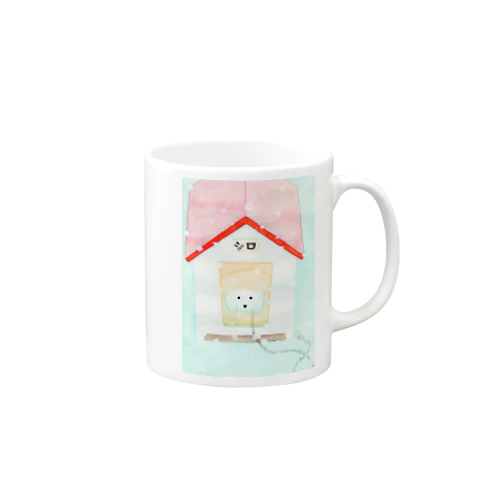 シロと歩けば 初雪 Mug