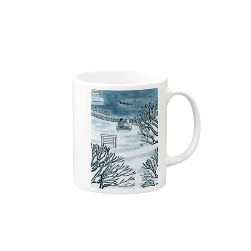 シロと歩けば 冬 Mug