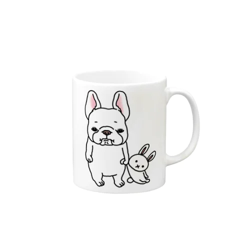 見つめるフレブルちゃん。シロい子。 Mug