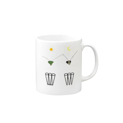 カマキリの昼と夜の複眼（絵文字、背景透過ver） Mug