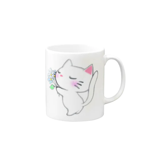 癒しの白猫 マグカップ