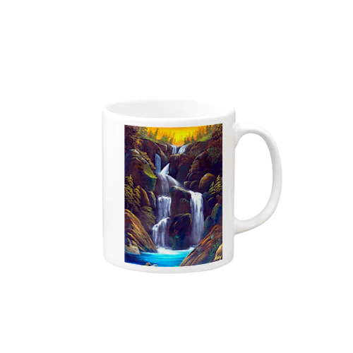 夕日の滝 マグカップ